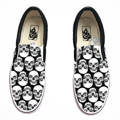 Skull Pattern Black Slip On Vans