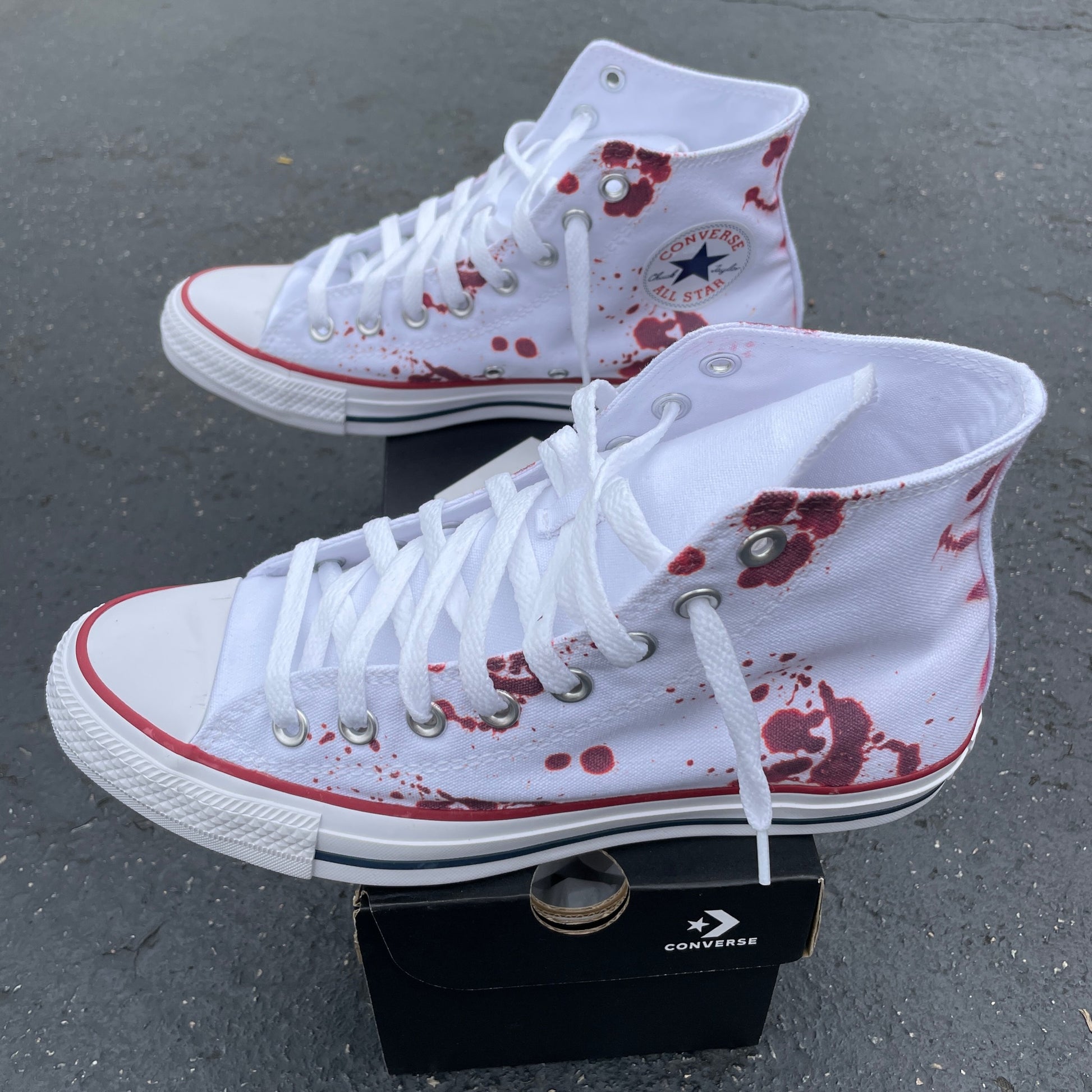 Blood Splatter White High - Sneakers Custom Converse Shoes –