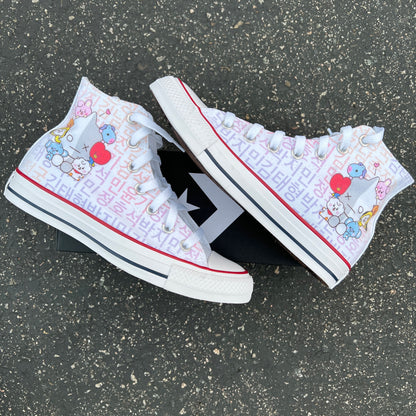 BT21 Custom White Shoes - Custom Converse Shoes