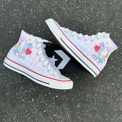 BT21 Custom White Shoes - Custom Converse Shoes