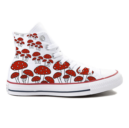 MushroomVille White High Tops