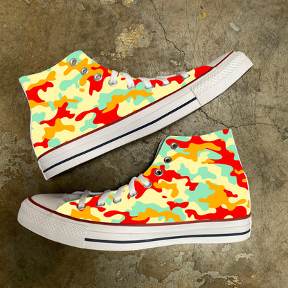 Colorful Classic Camo Red Orange Blue Yellow Classic Camouflage Custom Converse - Custom Converse Shoes