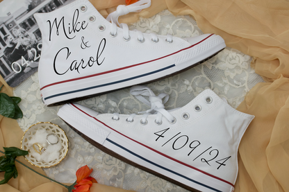 High Top Wedding Sneaker Bride Groom Date Custom Converse Shoes