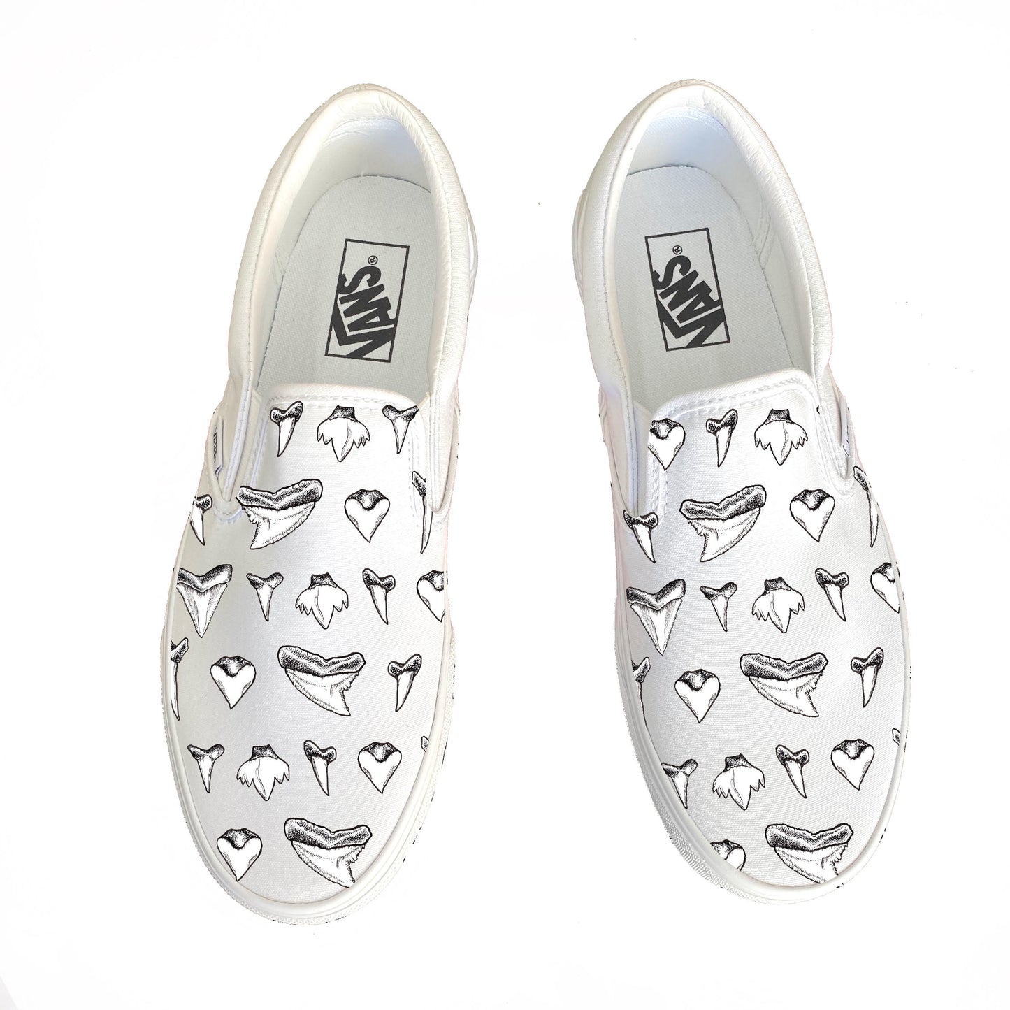 Shark Teeth Slip On Vans - Available in Black and White