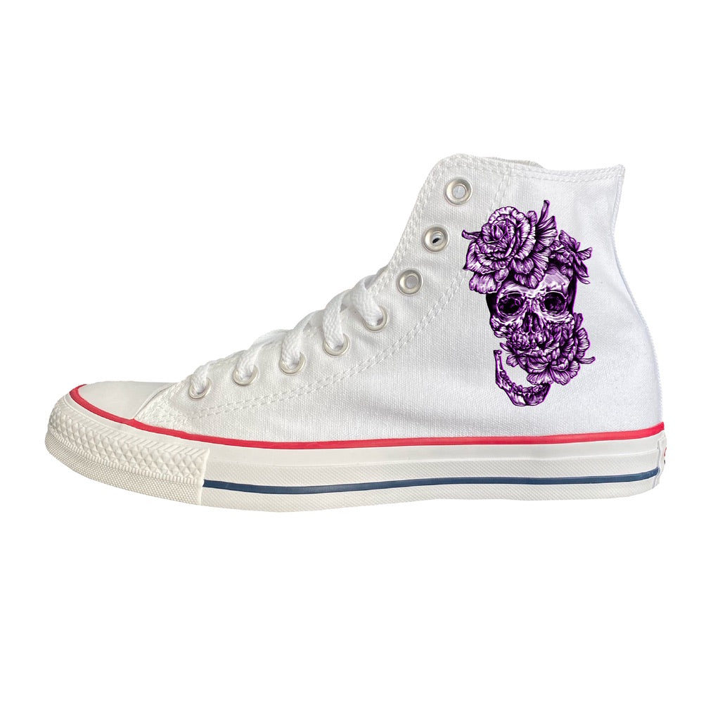 Purple Flower Skull High Tops