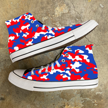 Colorful Classic Camo Red White Blue Classic Camouflage Custom Converse - Custom Converse Shoes