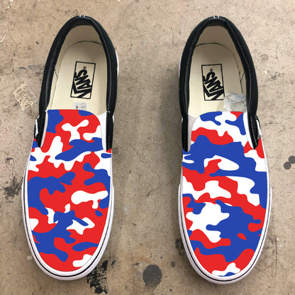 Colorful Classic OG Camo Red White Blue Camouflage - Custom Vans Shoes