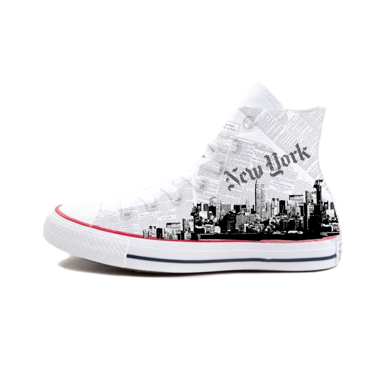 NY Newsprint Hi-Top Converse – BlvdCustom - Main Image