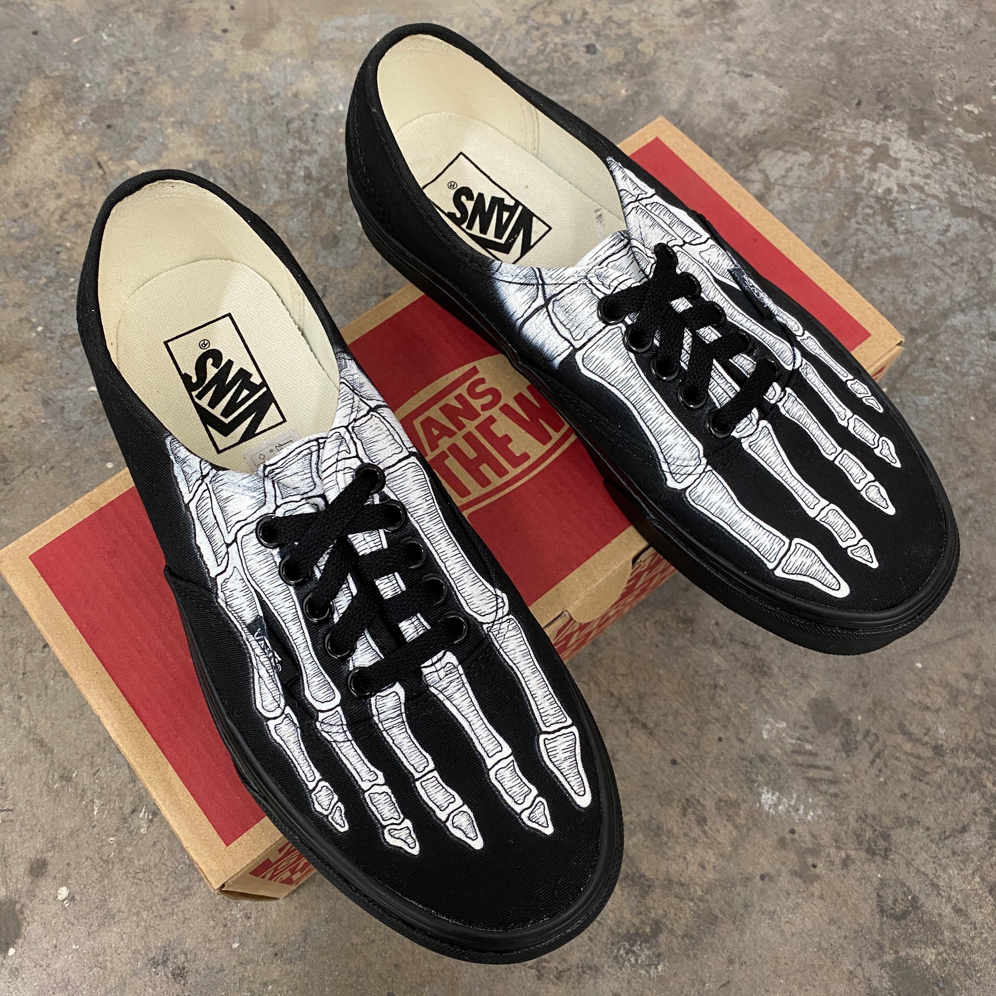 Skeleton Boney Feet Custom Vans Slip on Shoes 