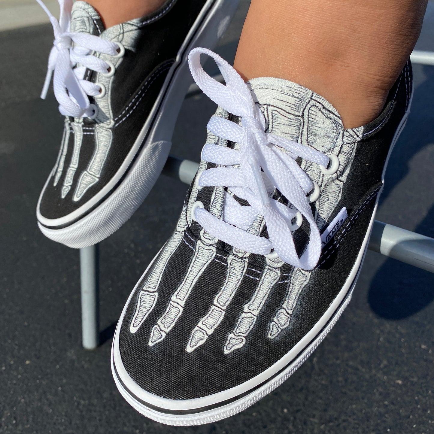 Skeleton Boney Feet Custom Vans Slip on Shoes 