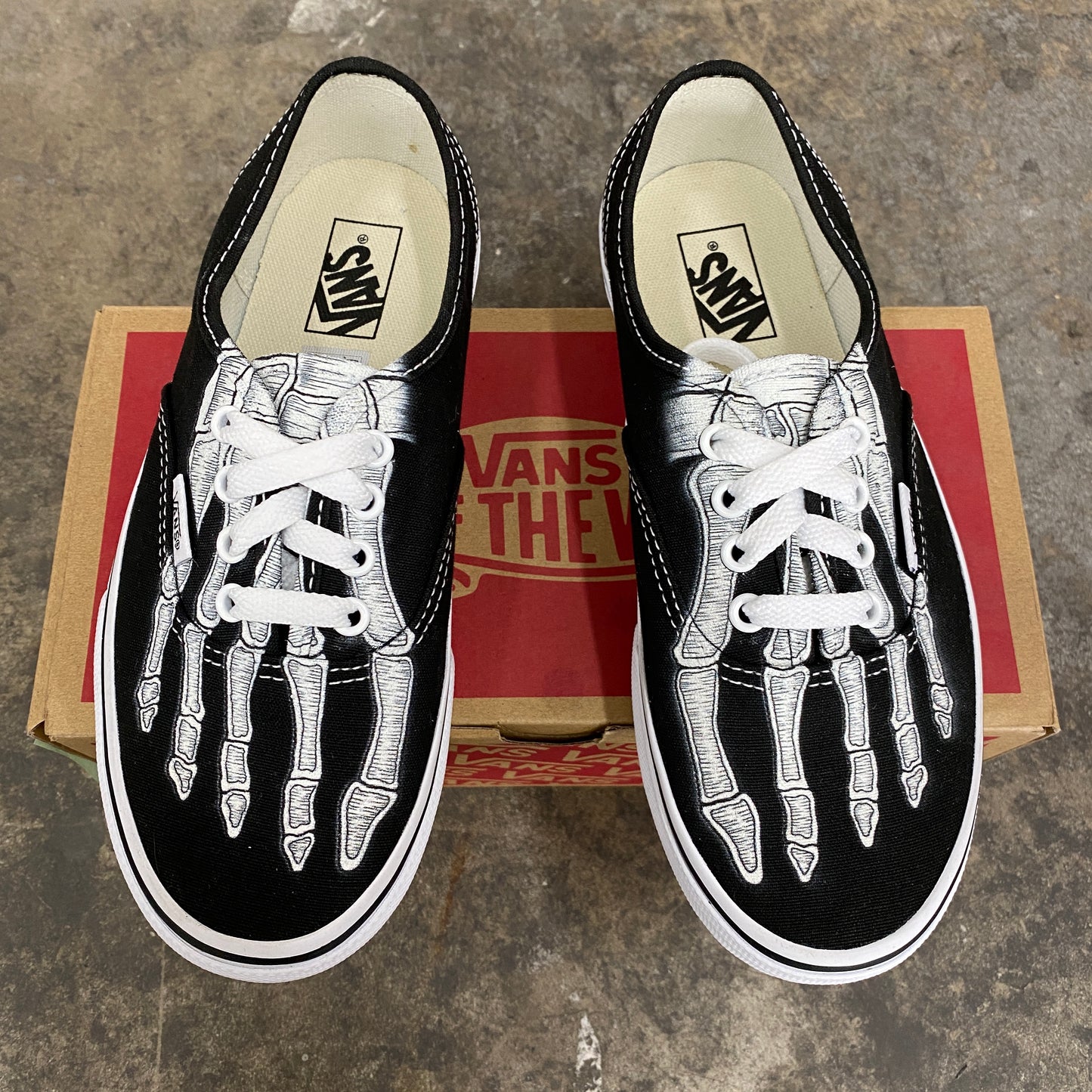 Skeleton Boney Feet Custom Vans Slip on Shoes 