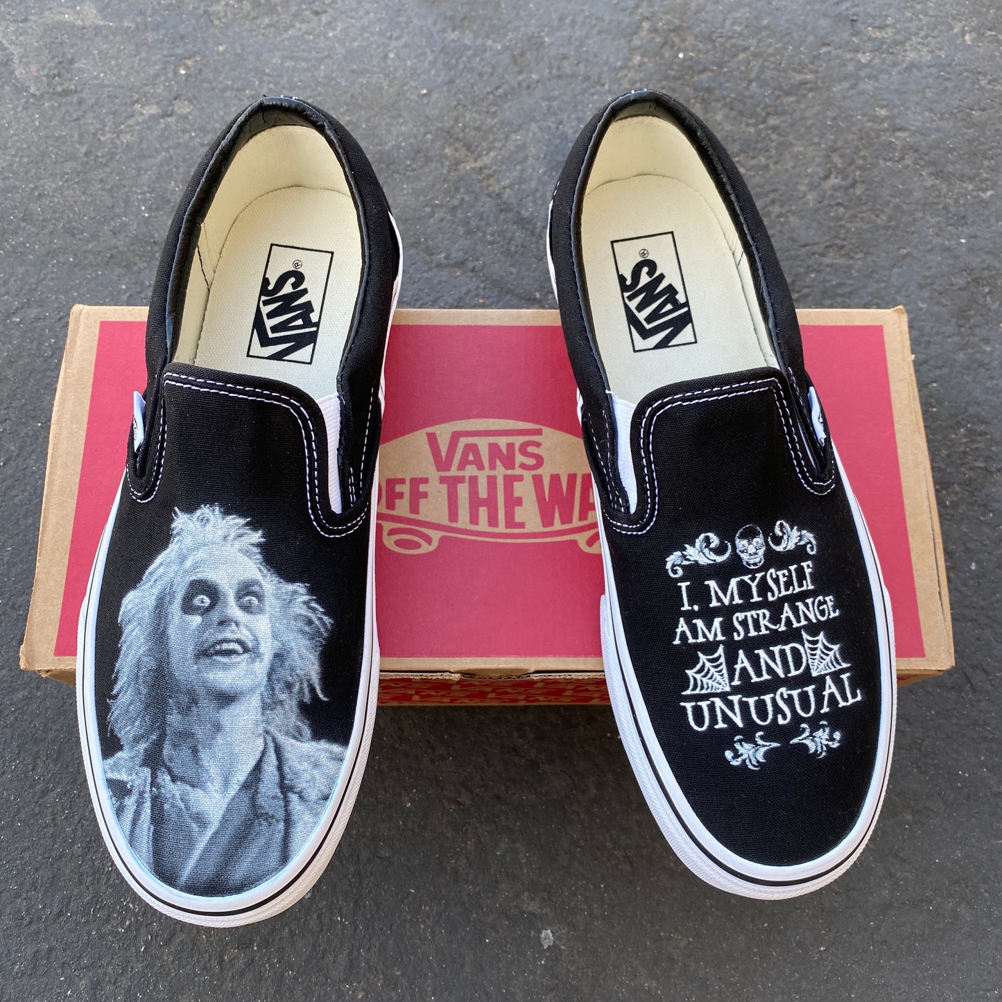 Beetlejuice Vans Shoes - Custom Slip Ons