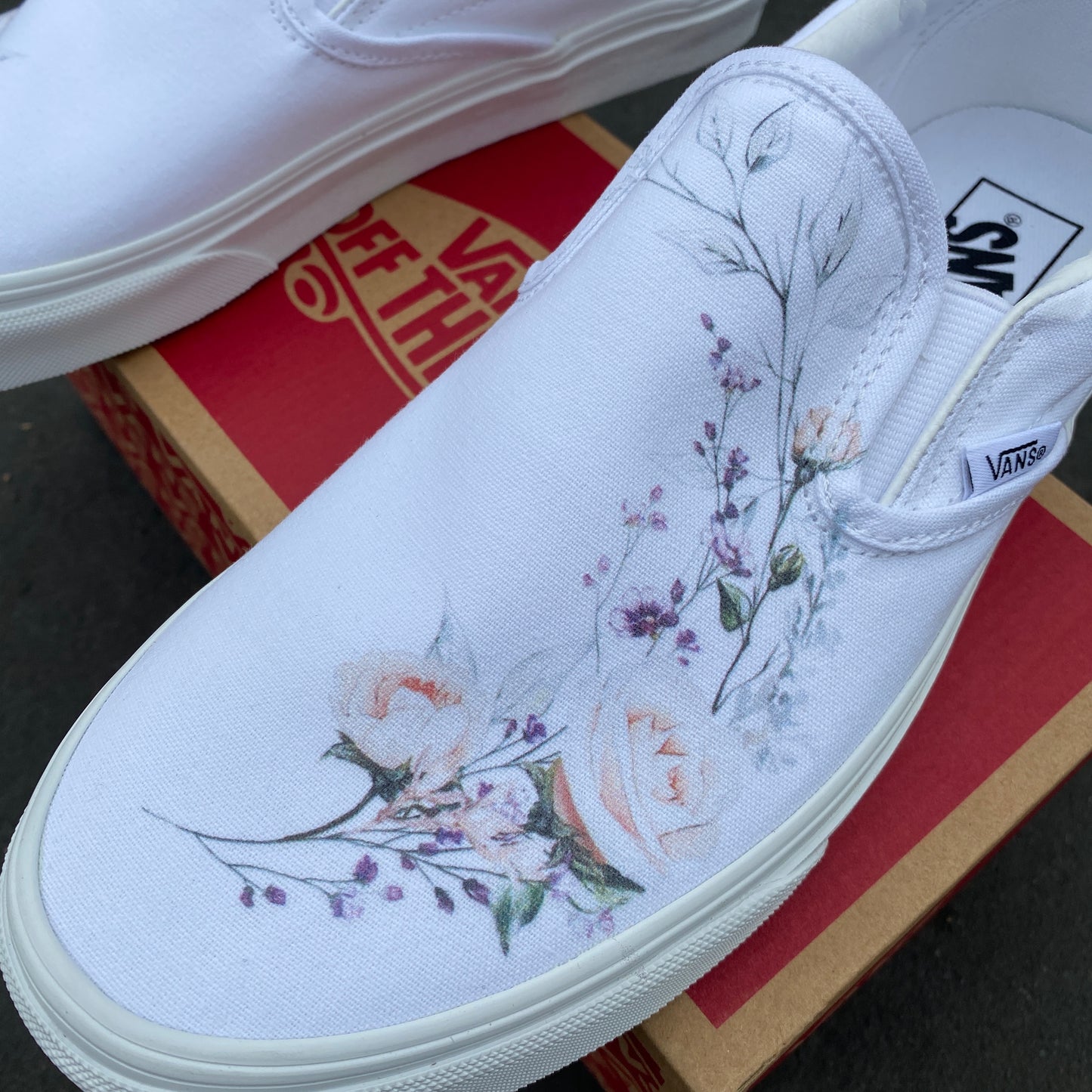 Flower Wreath Slip Ons - Custom Vans Shoes