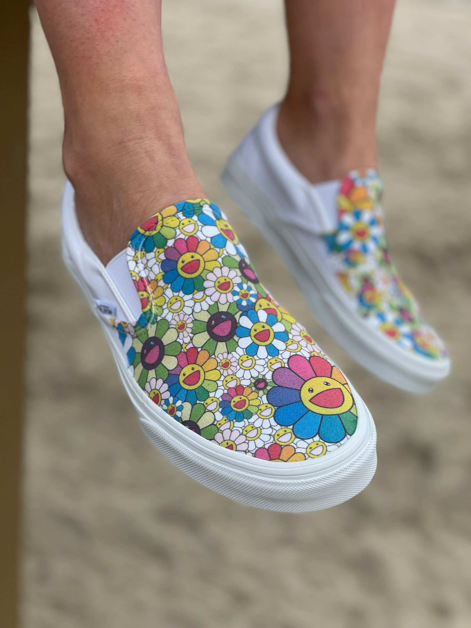 Takashi Murakami Sunflower Happy Flowers Slip On Shoes For Men And Women