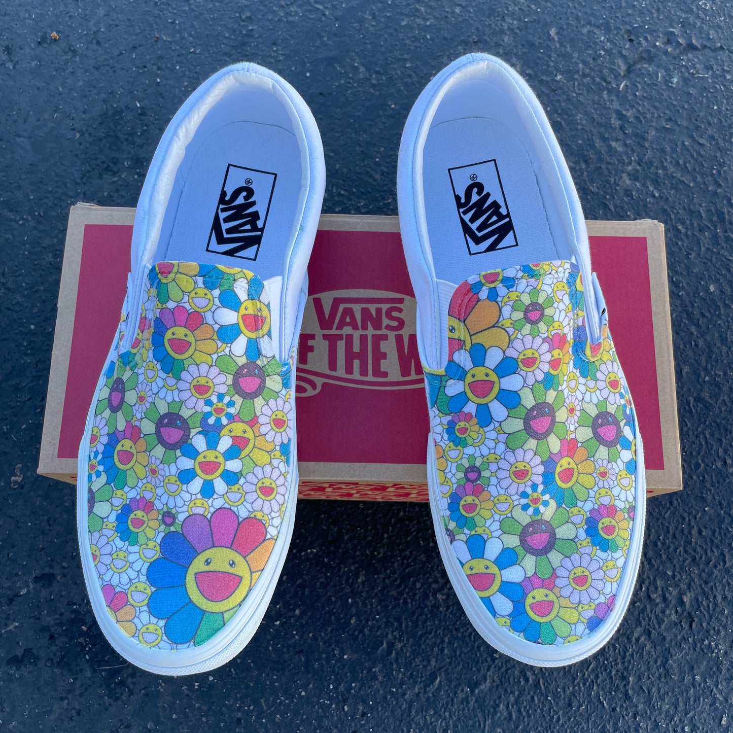 Takashi Murakami Rainbow Flower Sneakers - Custom Slip Ons