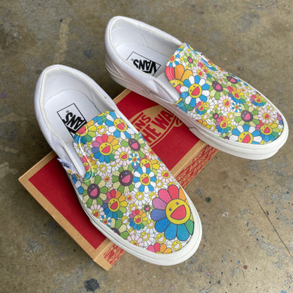 Takashi Murakami Rainbow Flower Sneakers - Custom Slip Ons