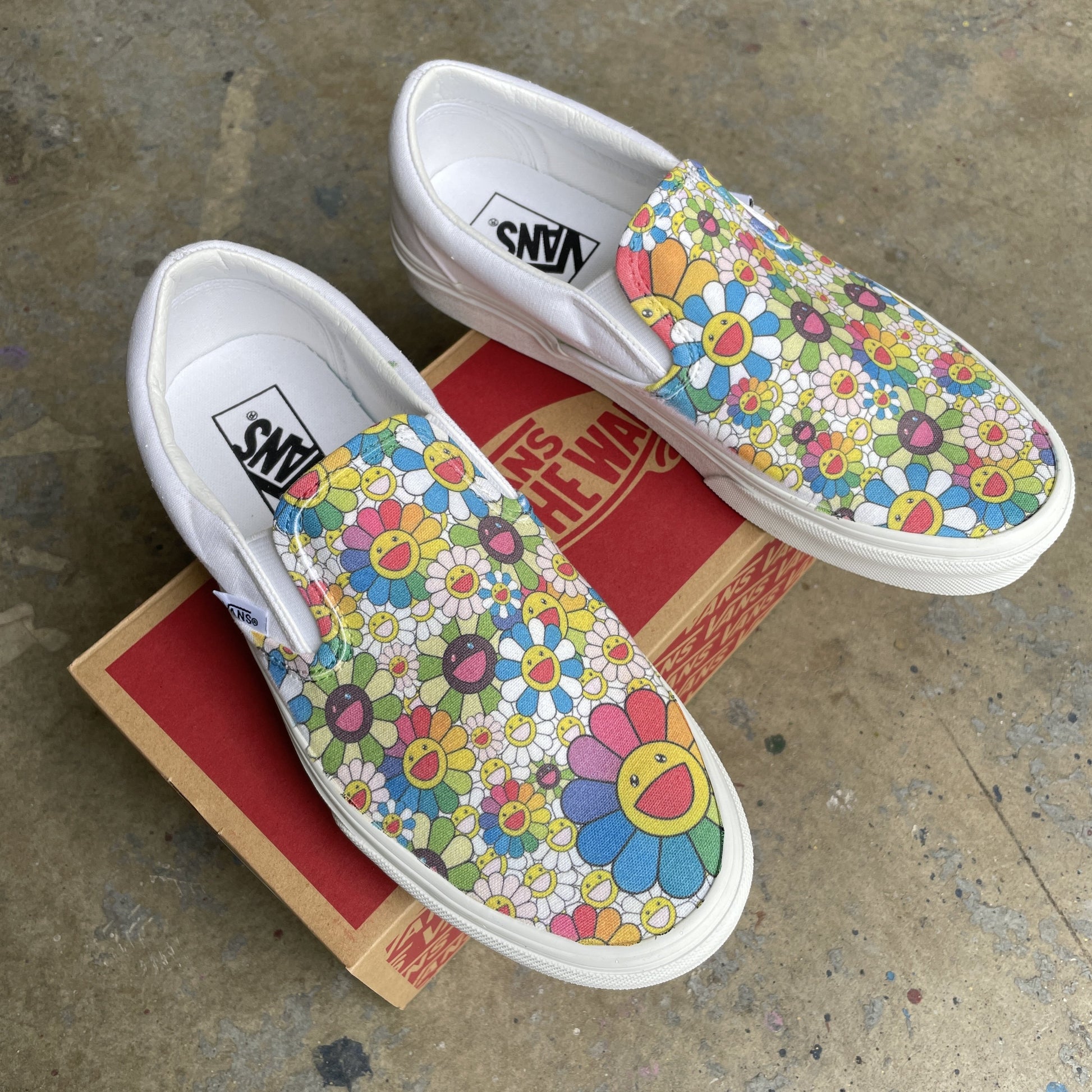 Takashi Murakami Sunflower Pattern Slip On Shoes For Men And Women