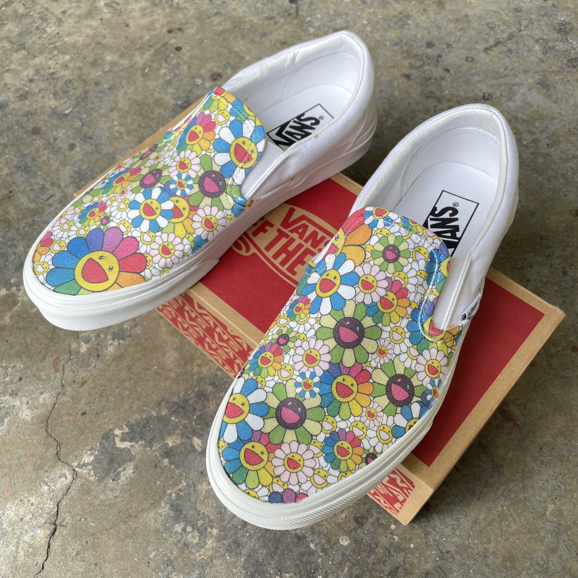 Takashi Murakami Sunflower Pattern Slip On Shoes For Men And Women