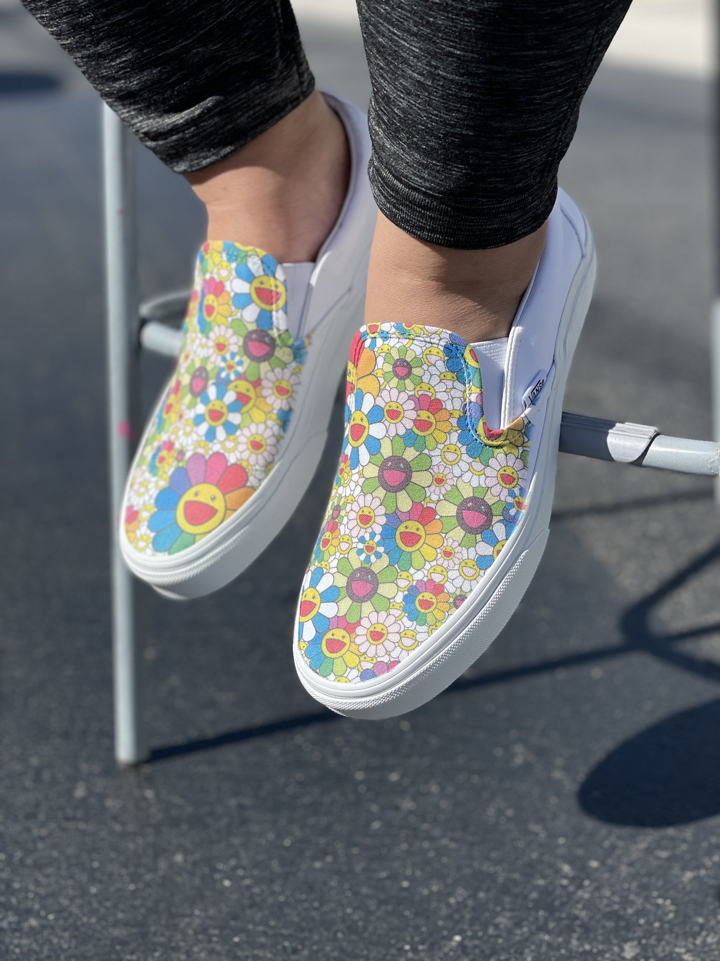 Kids Shoes - Takashi Murakami Rainbow Flower Sneakers - Custom Slip Ons