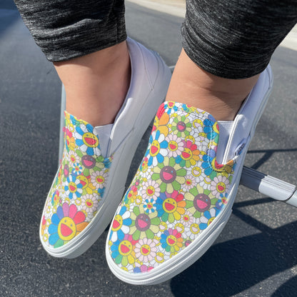 Takashi Murakami Rainbow Flower Sneakers - Custom Slip Ons