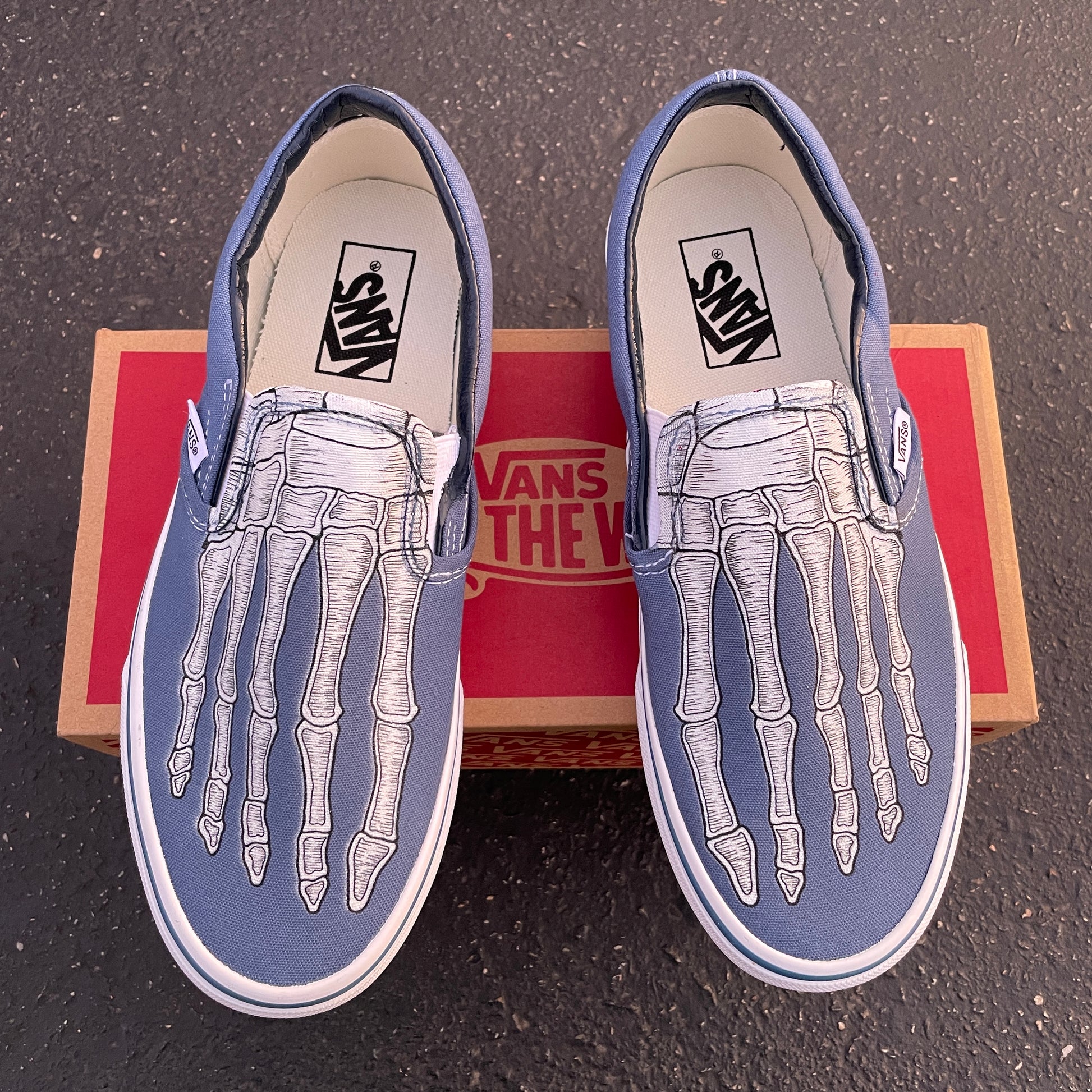 Custom Skeleton Feet X-Ray Slip Ons - Custom Vans Shoes