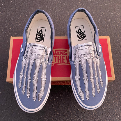 Skeleton Boney Feet Custom Vans Slip on Shoes 