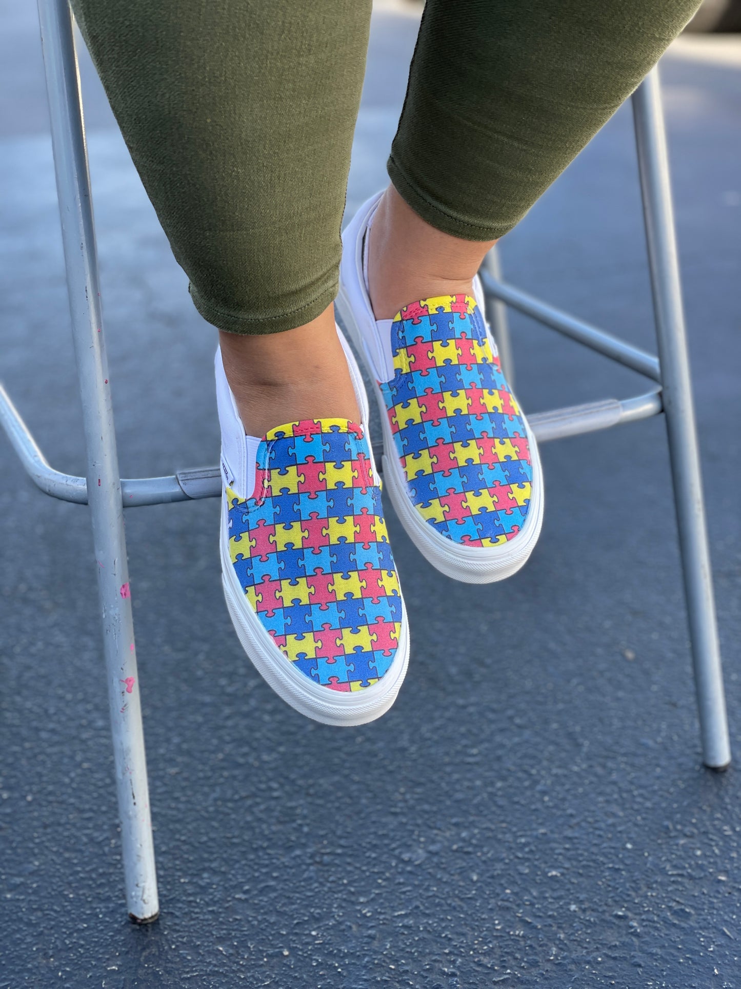 Autism Awareness Puzzle Pieces Slip On Vans Shoes