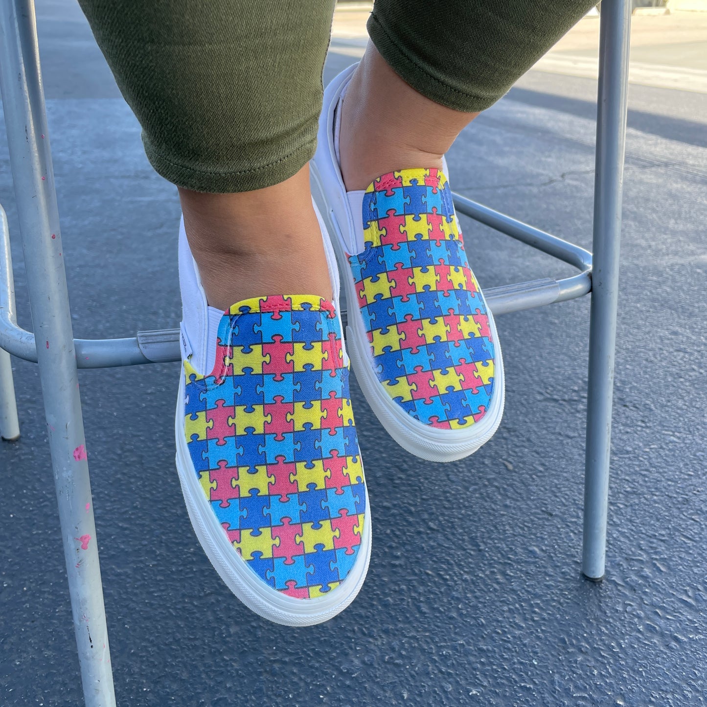 Autism Awareness Puzzle Pieces Slip On Vans Shoes