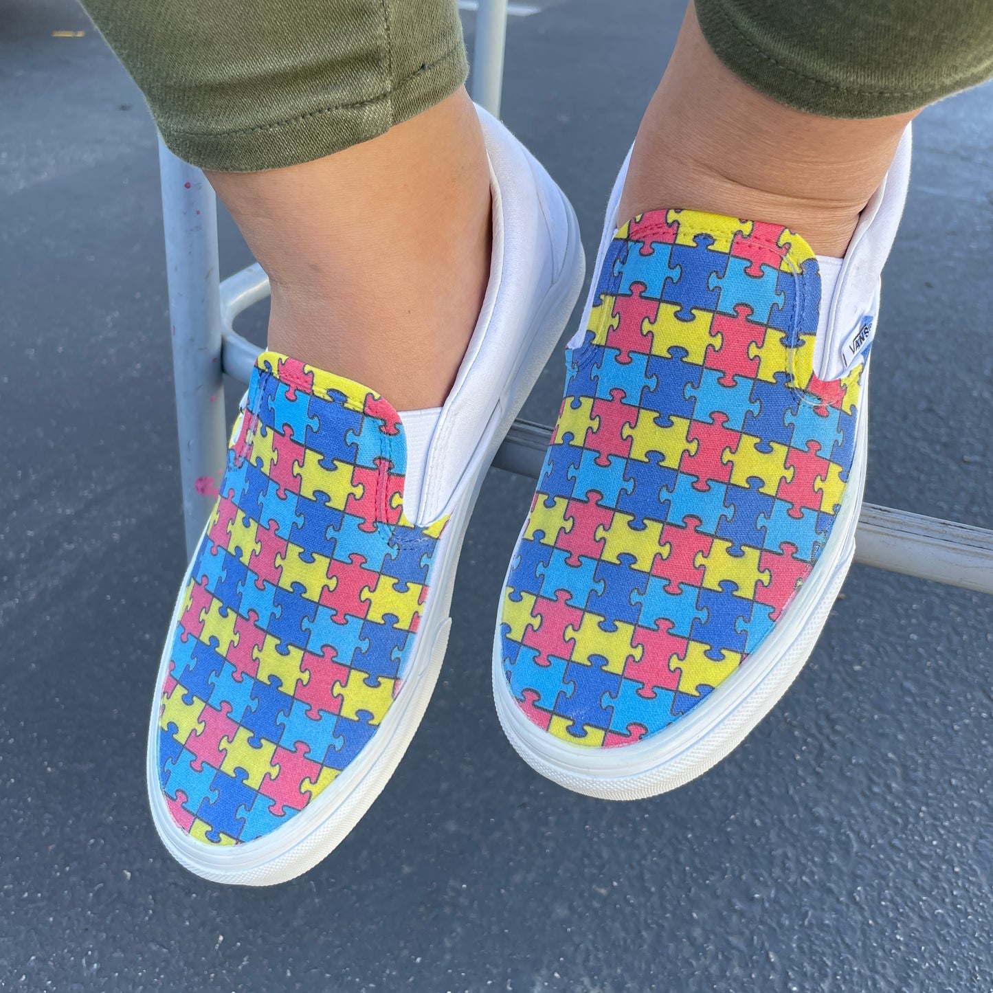 Autism Awareness Puzzle Pieces Slip On Vans Shoes
