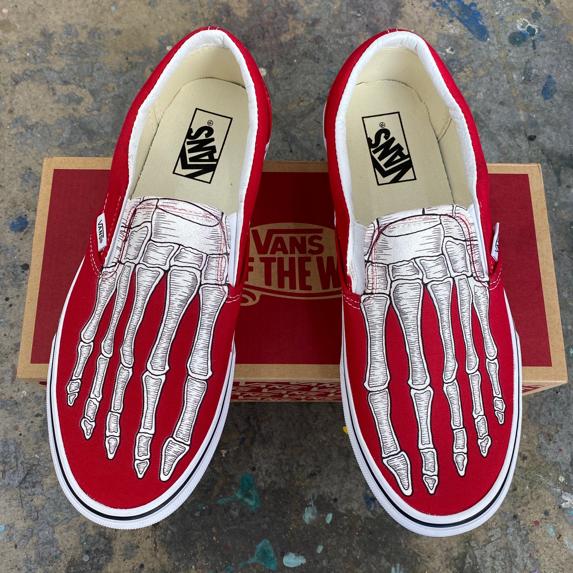 Custom Skeleton Feet X-Ray Slip Ons - Custom Vans Shoes