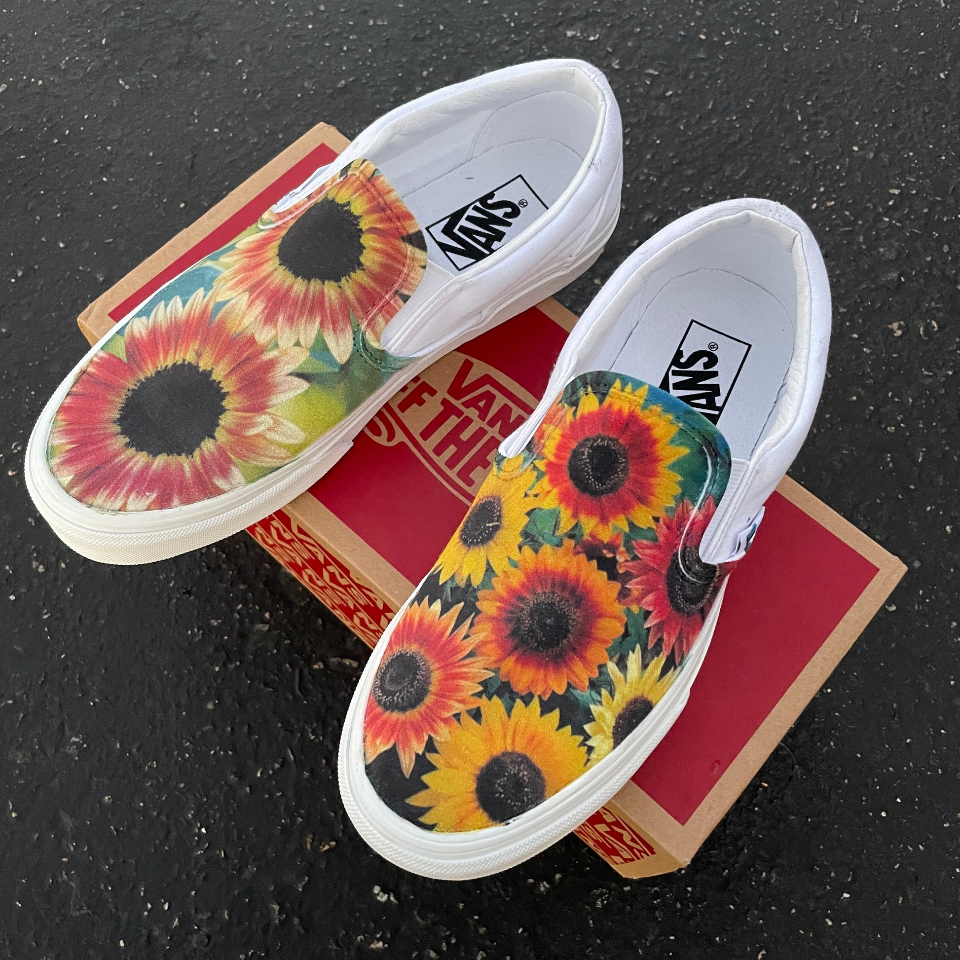 Vans Customs Sunflower Checkerboard Canvas Slip on Sneakers Men