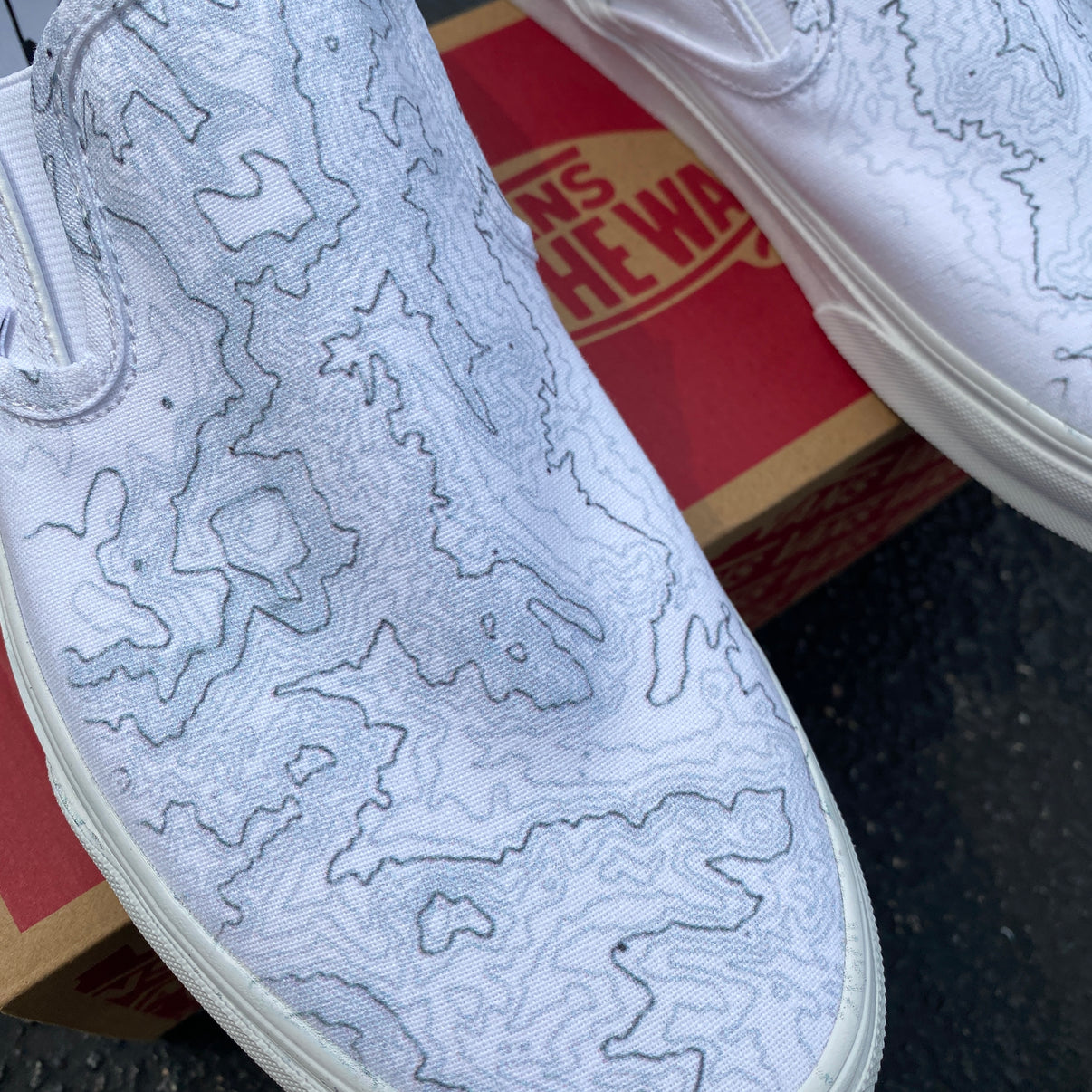 Topographical Map - Custom Vans Slip On Shoes – BlvdCustom