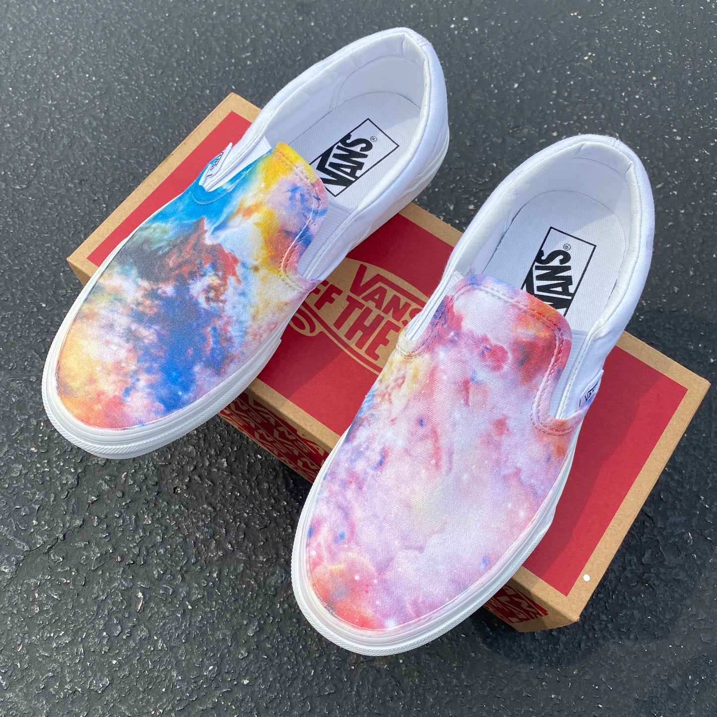 Colored Galaxies - Custom Slip Ons - Custom Vans Shoes