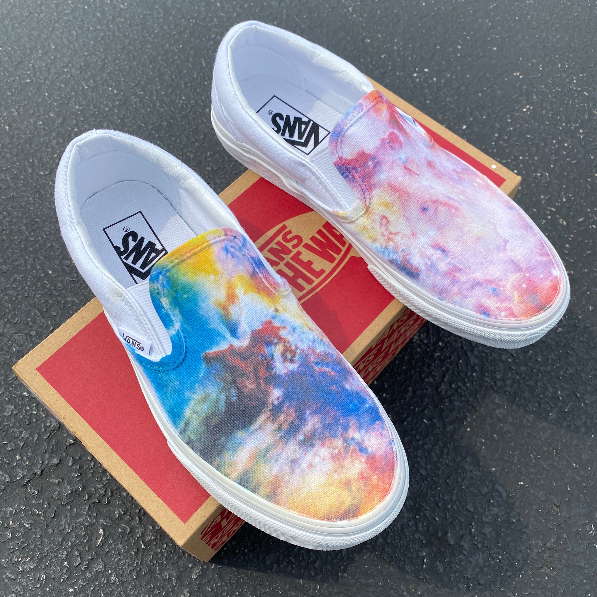 Colored Galaxies - Custom Slip Ons - Custom Vans Shoes