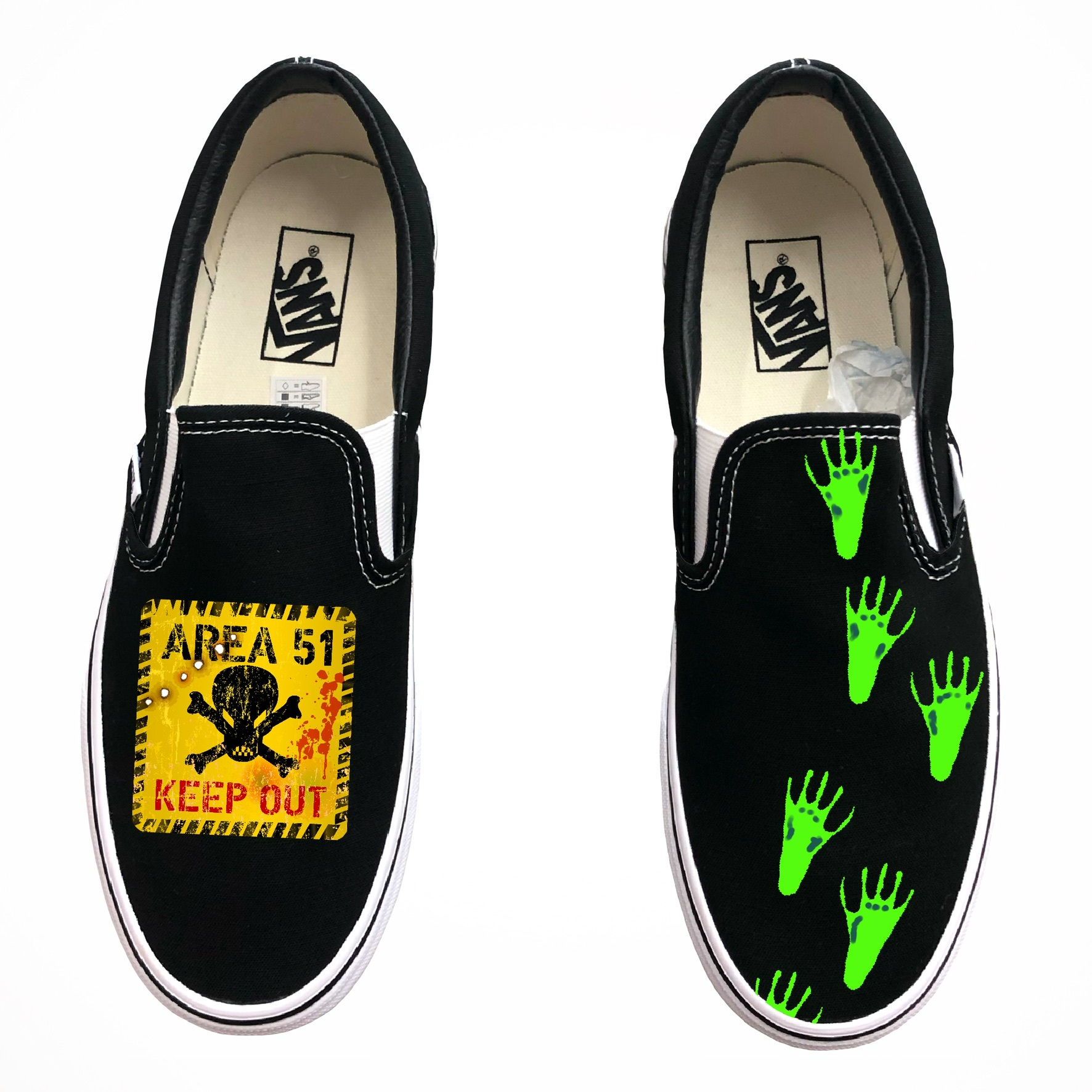 Area 51 KEEP OUT Slip-On Vans - Custom Vans Shoes