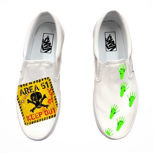 Area 51 KEEP OUT Slip-On Vans - Custom Vans Shoes