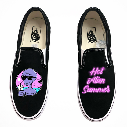 Hot Alien Summer Black Slip-On Vans
