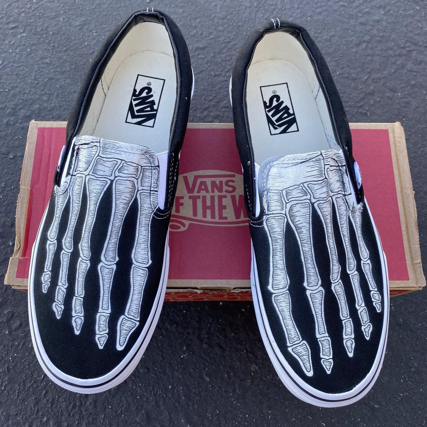 Custom Skeleton Feet X-Ray Slip Ons - Custom Vans Shoes